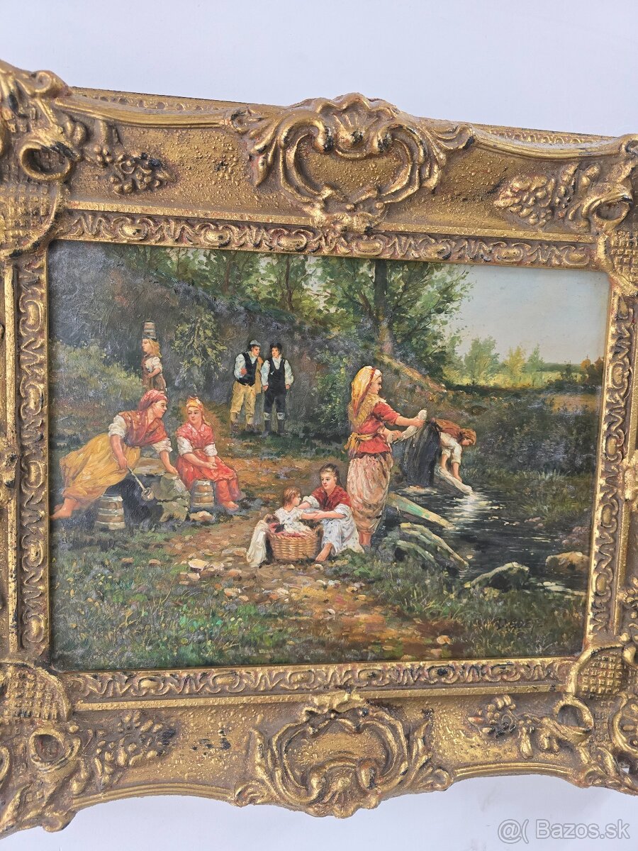 Starožitný obraz maľba na dreve - 12