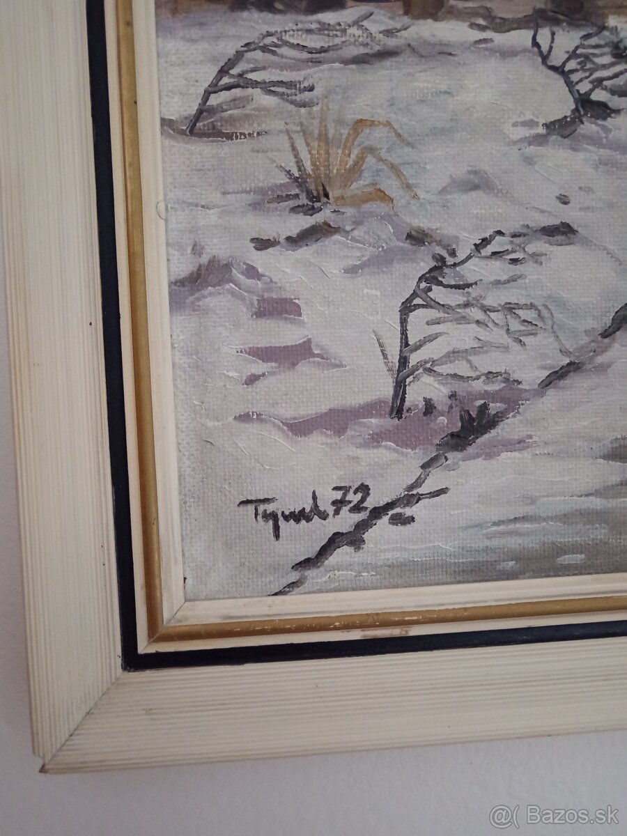 Obrazy, maľované, rám, starožitnosti - 12