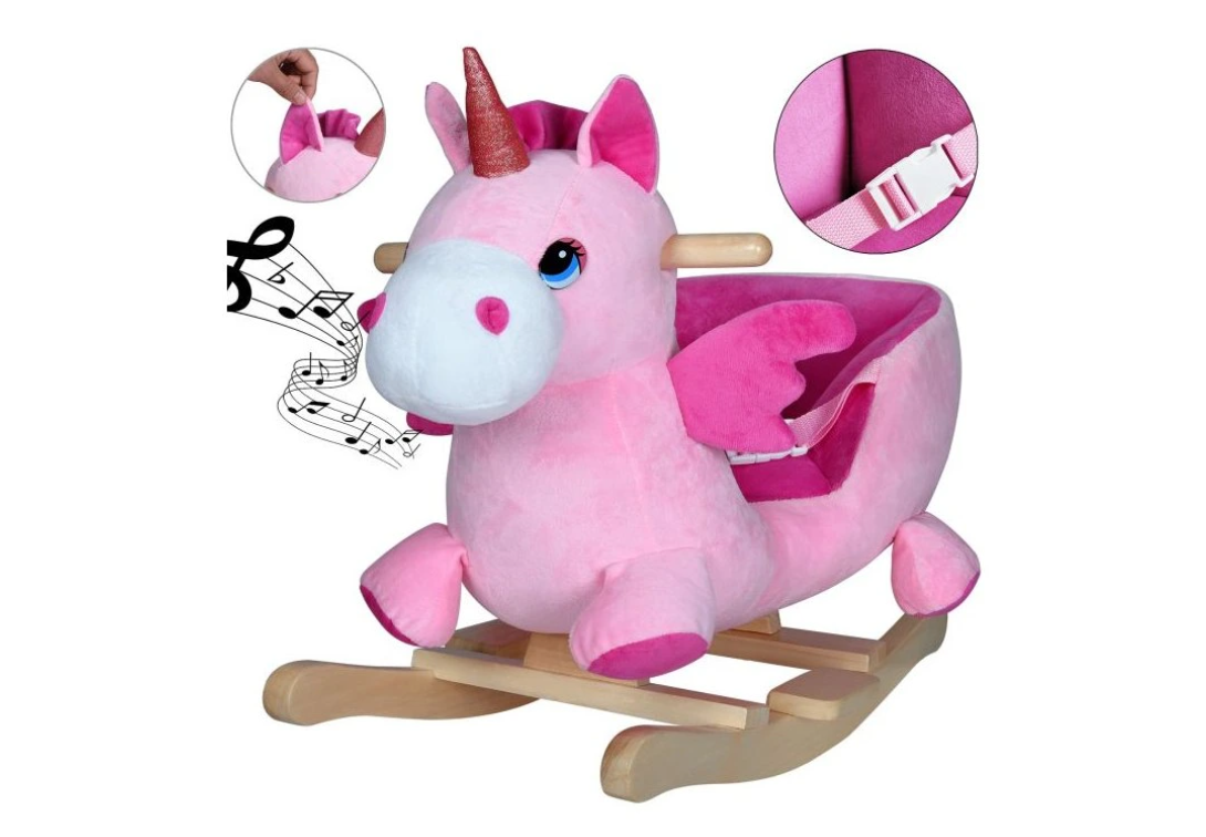 Detský hojdací jednorožec sloník koník so zvukom a baterkami - 12