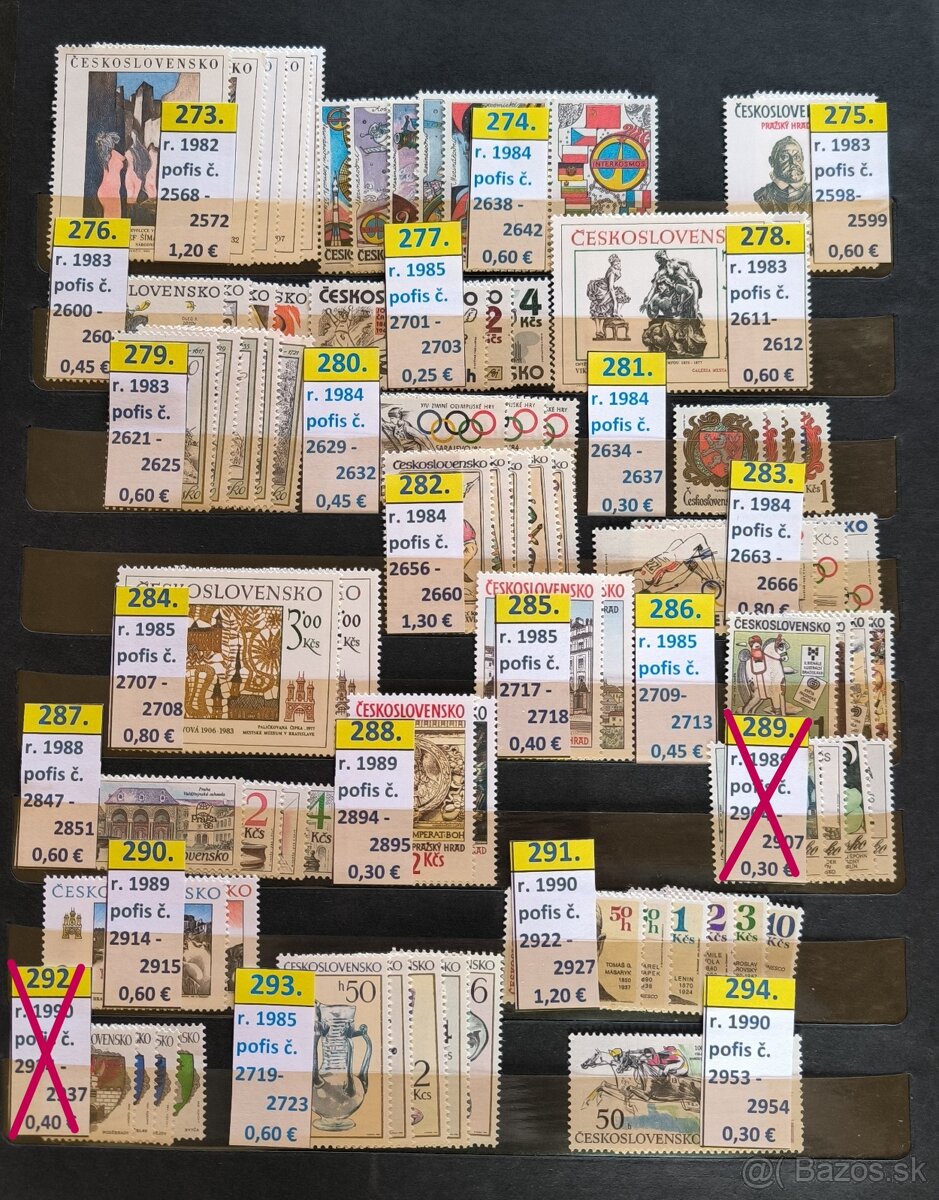 Poštové známky Českoslovemsko - série čisté - 12