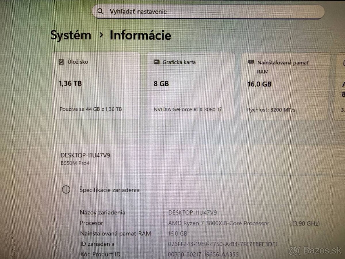 Herný počítač Ryzen 7 3800X / RTX 3060 Ti / 16GB / 500GB SSD - 12