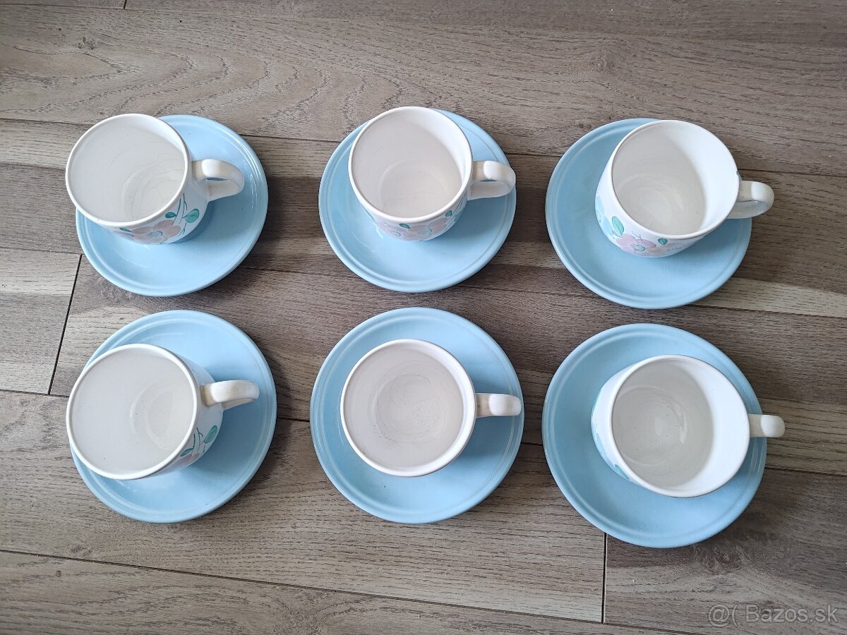 Retro sady na kavu - 6 tanierikov a 6 salok - 12