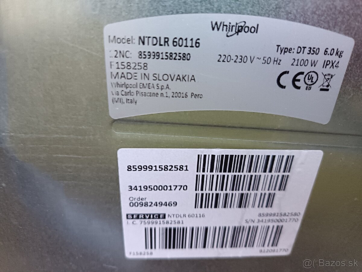 Úzka 40 cm práčka whirpool na 6kg, dovoz v BA - 12