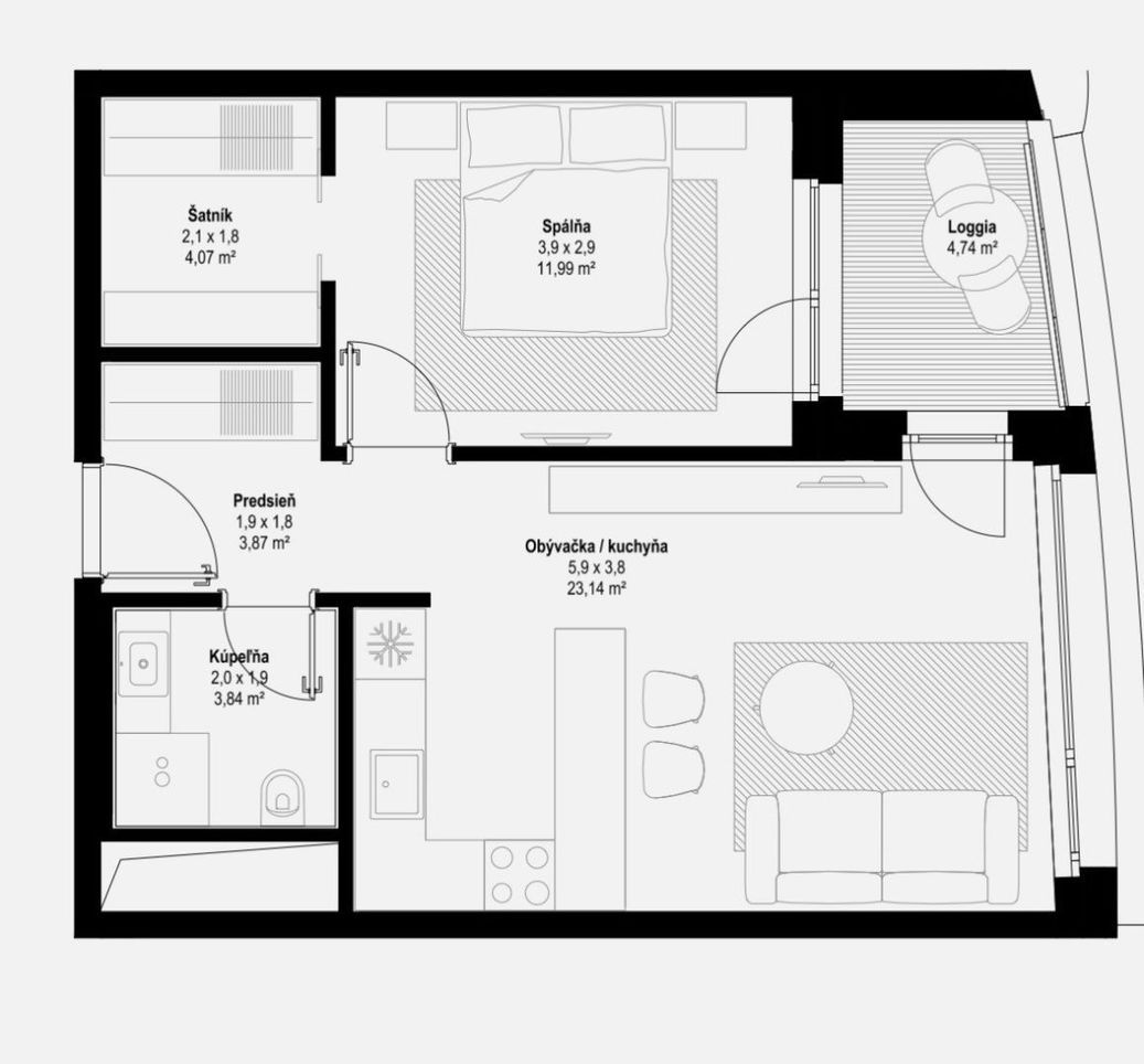 Byt na prenájom - ul. Bottova, Bratislava I TOP - 12