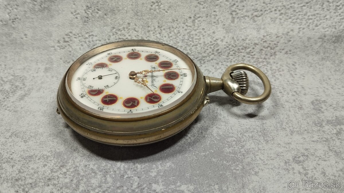 Velké 66 mm, 202 g těžké staré železniční hodinky s lokomoti - 12