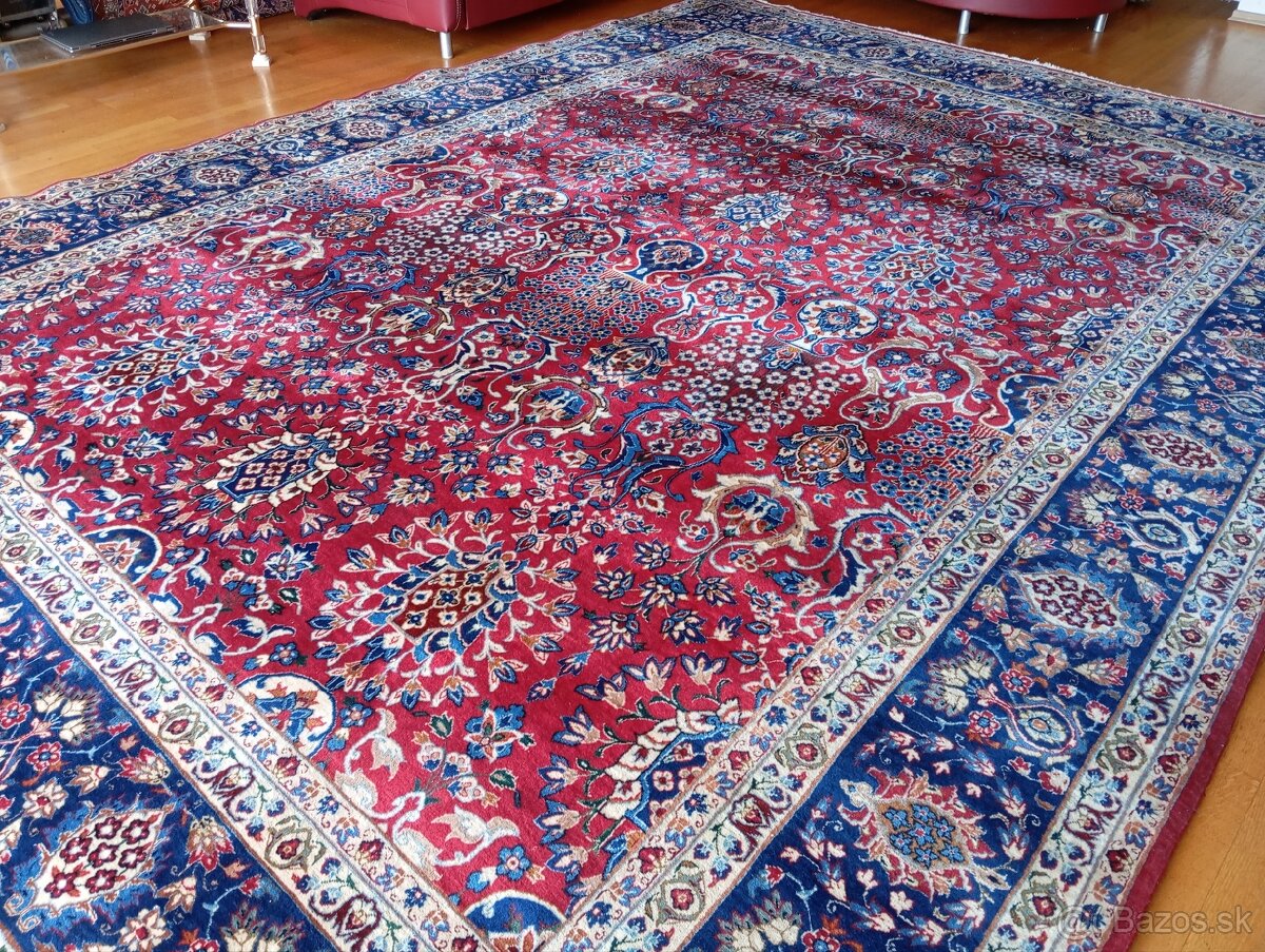 AKCIA🌟Majestátny ručne viazaný hodvábny Isfahan 4,1×3,1 m🌟 - 12