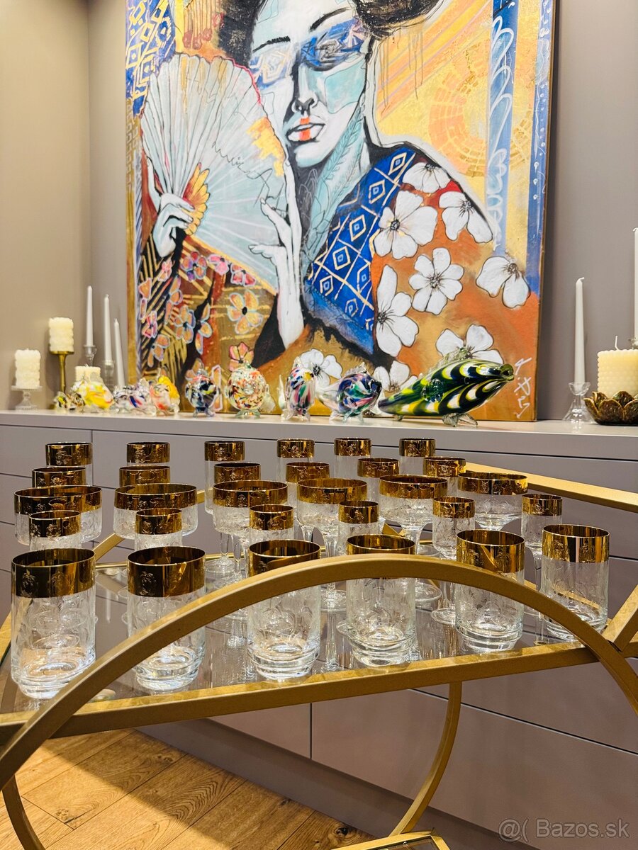 Sada pohárov z krištálového skla LR Czechoslovakia,posielam - 12