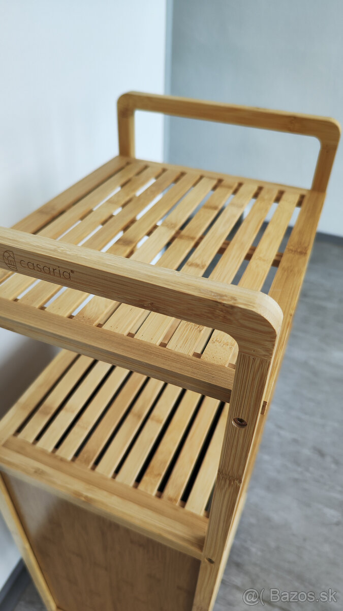 Bambusová polica s košom na prádlo - 12