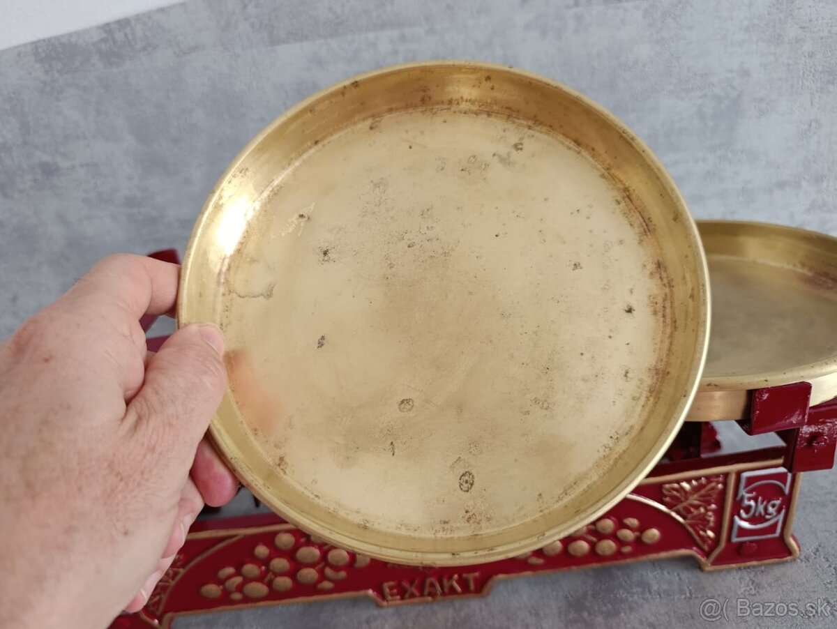 Staré 5kg dvoumiskové váhy EXAKT po renovaci. Puvodni mosazn - 12