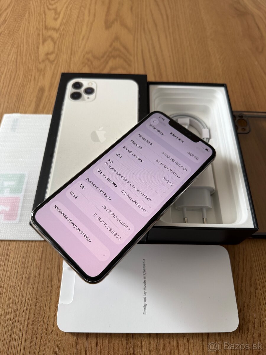 iPhone 11 Pro Max 64 gb Silver - komplet príslušenstvo,záruk - 12
