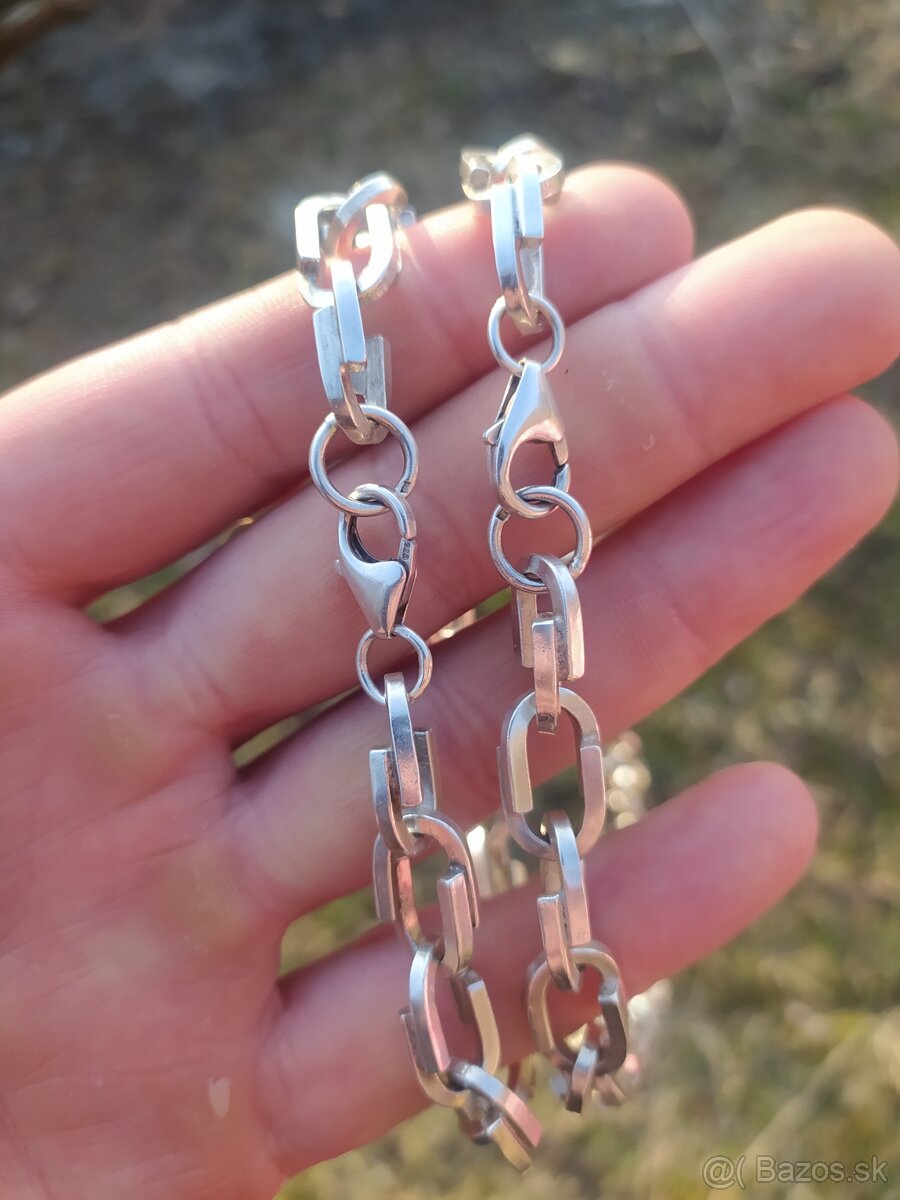 Strieborná retiazka a náramok - ručná práce - 12