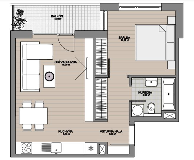 Moderný 2-izbový byt s loggiou v historickom centre Košíc – - 12