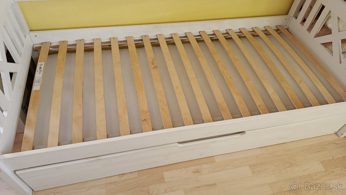 Detská domčeková dvoj-posteľ + rošty + matrace - 12