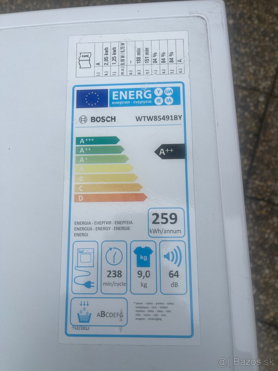 Predám sušičku Bosch 9 kg A++ - 12