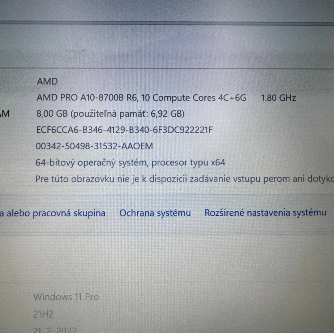 Notebook 14" HP.AMD PRO A10-8700B 4x1,80GHz.8gb ram.SSD 256 - 12