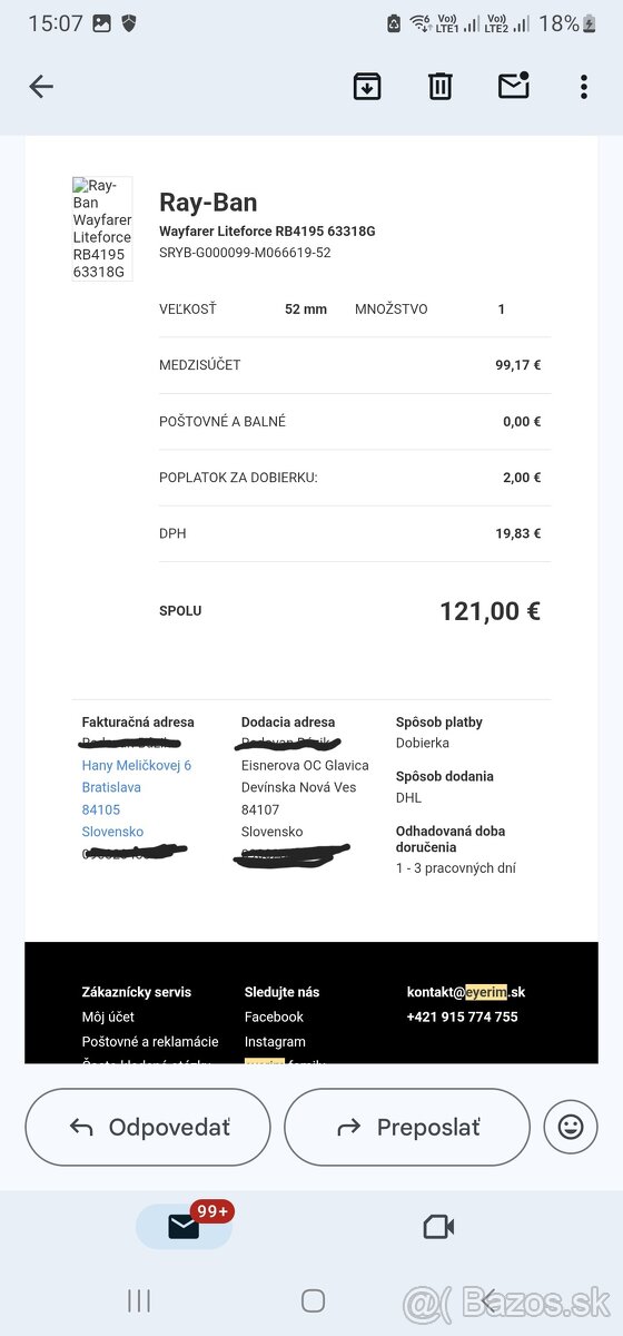 Slnečné okuliare Ray-Ban Wayfarer Liteforce - 12