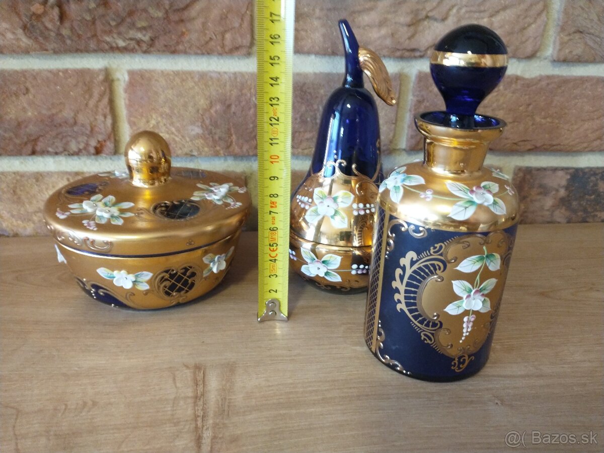 borské sklo,misa, váza, svietnik, popolník,flakón,napoleonky - 12