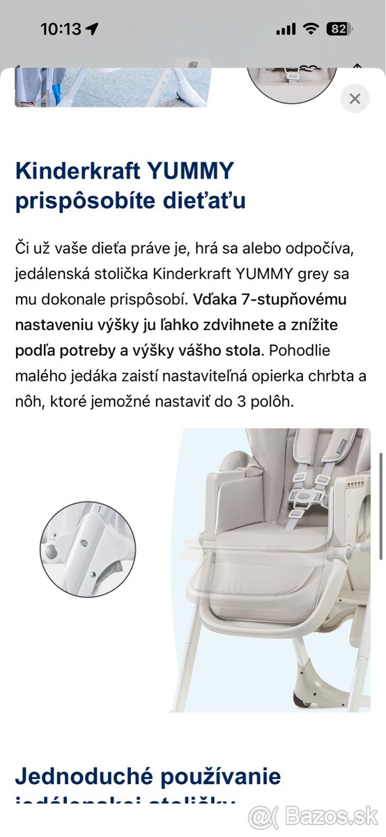 Stolička nakŕmenie KINDERKRAFT YUMMY sivá - 12