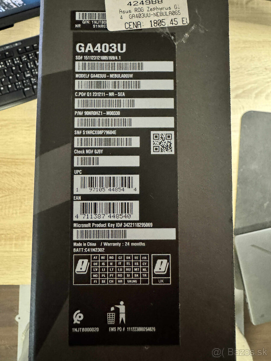 Asus ROG Zephyrus G14 R7/4050/32GB/2TB - 12