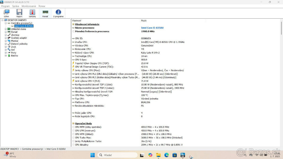 Predám notebook HP ProBook 650 G4 - 12