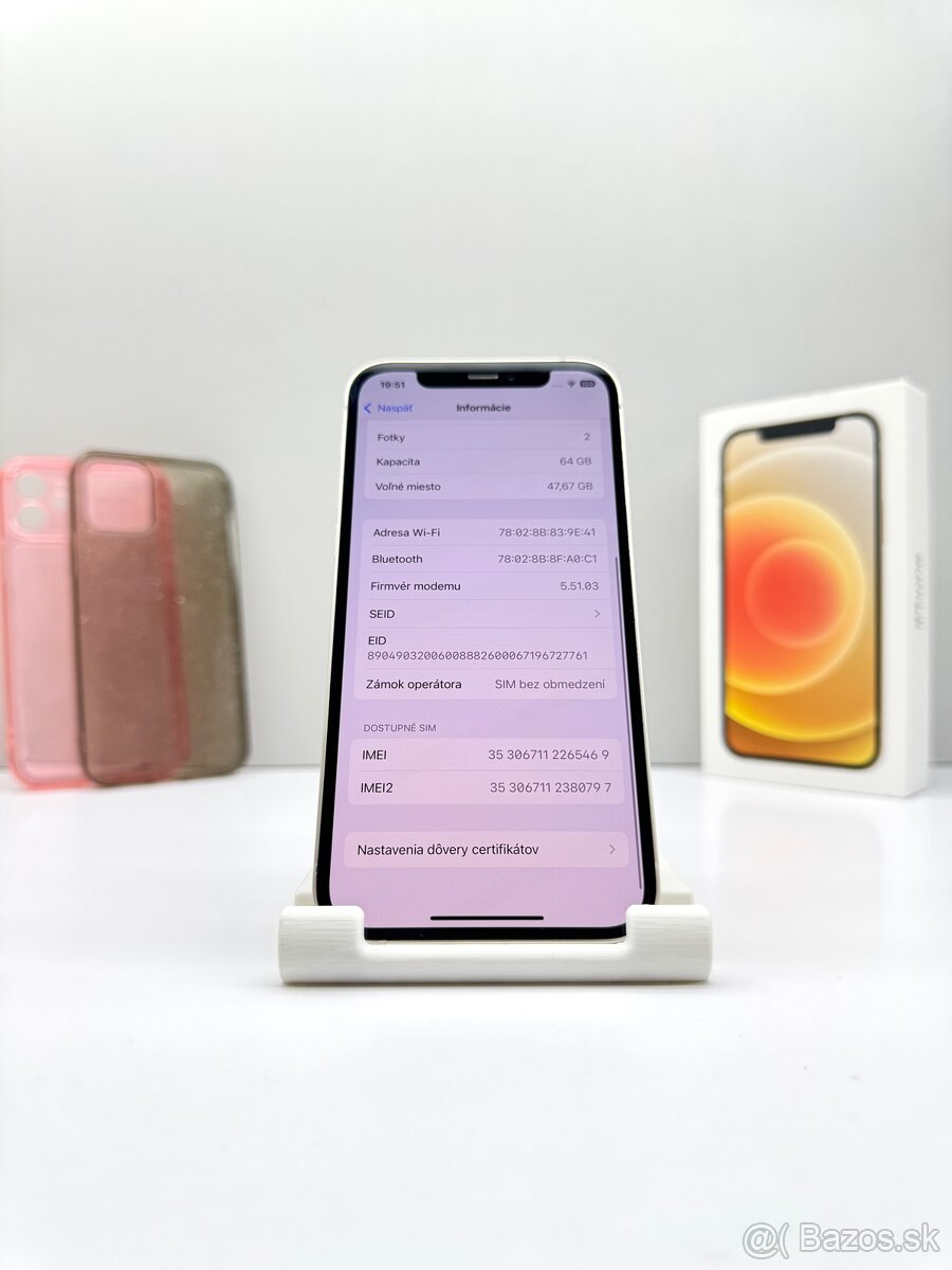 iPhone 12 WHITE NOVÁ BATÉRIA 100% - 12