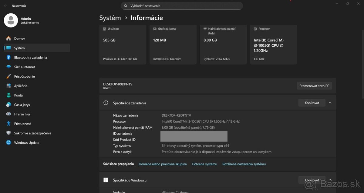 Ideapad 3 14IIL05 /Intel Core i3-1005G1/8GB RAM/FHD/SSD+HDD - 12