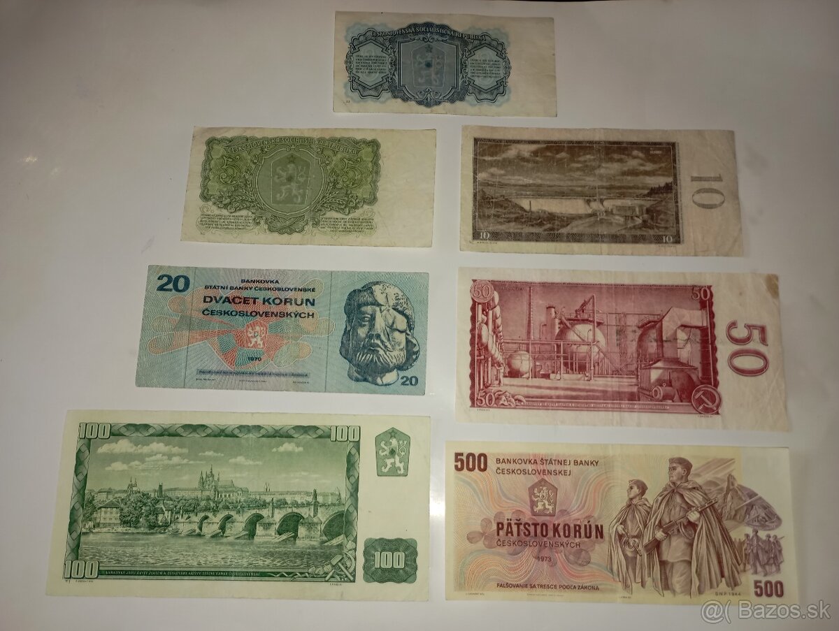 SESTAVA BANKOVEK 3-500 KČS, 60. LÉTA, 7 RŮZNÝCH NOMINÁLŮ - 12