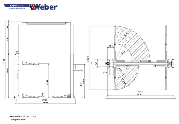 NEMECKÝ dvojstĺpový zdvihák 4.2 a 4.5T WEBER - AUTOMAT - 12