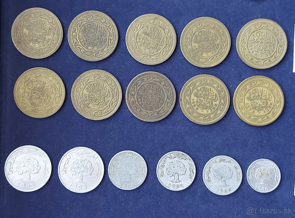 Zbierka mincí - Tunisko, Taliansko, Kanada, striebro ostrovy - 12