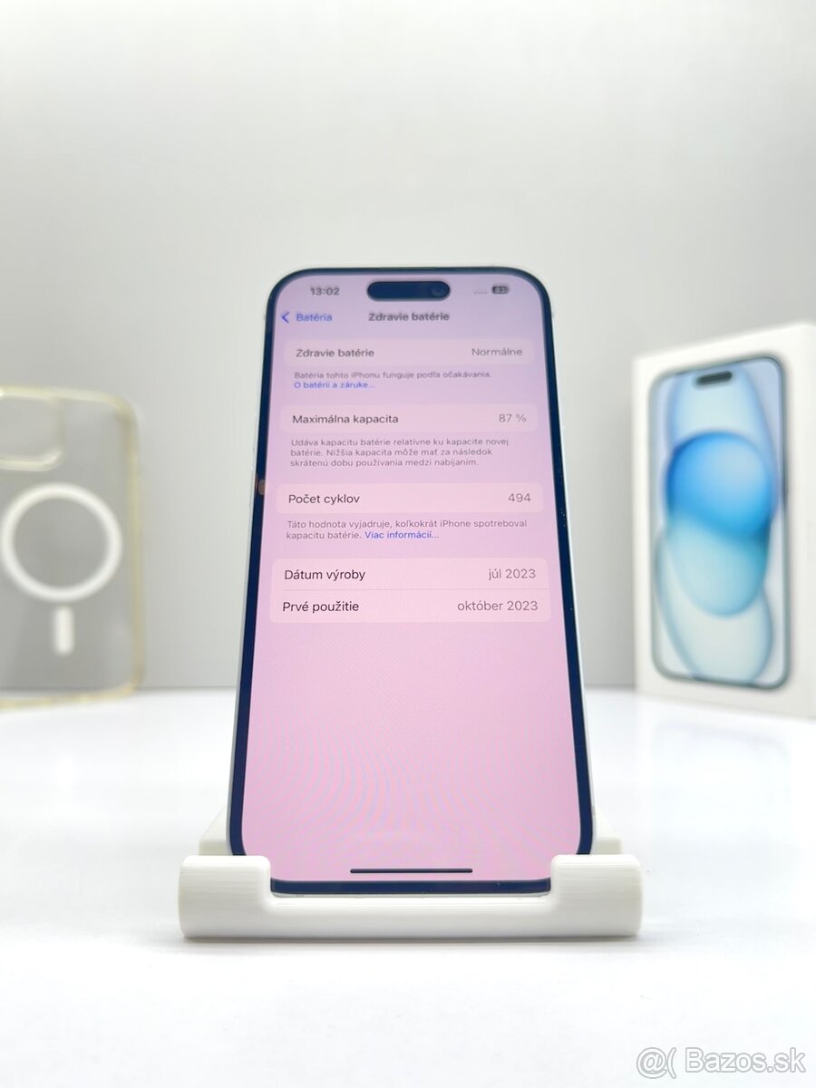 Apple iPhone 15 BLUE 128GB ORIGINÁL STAV+Príslušenstvo - 12