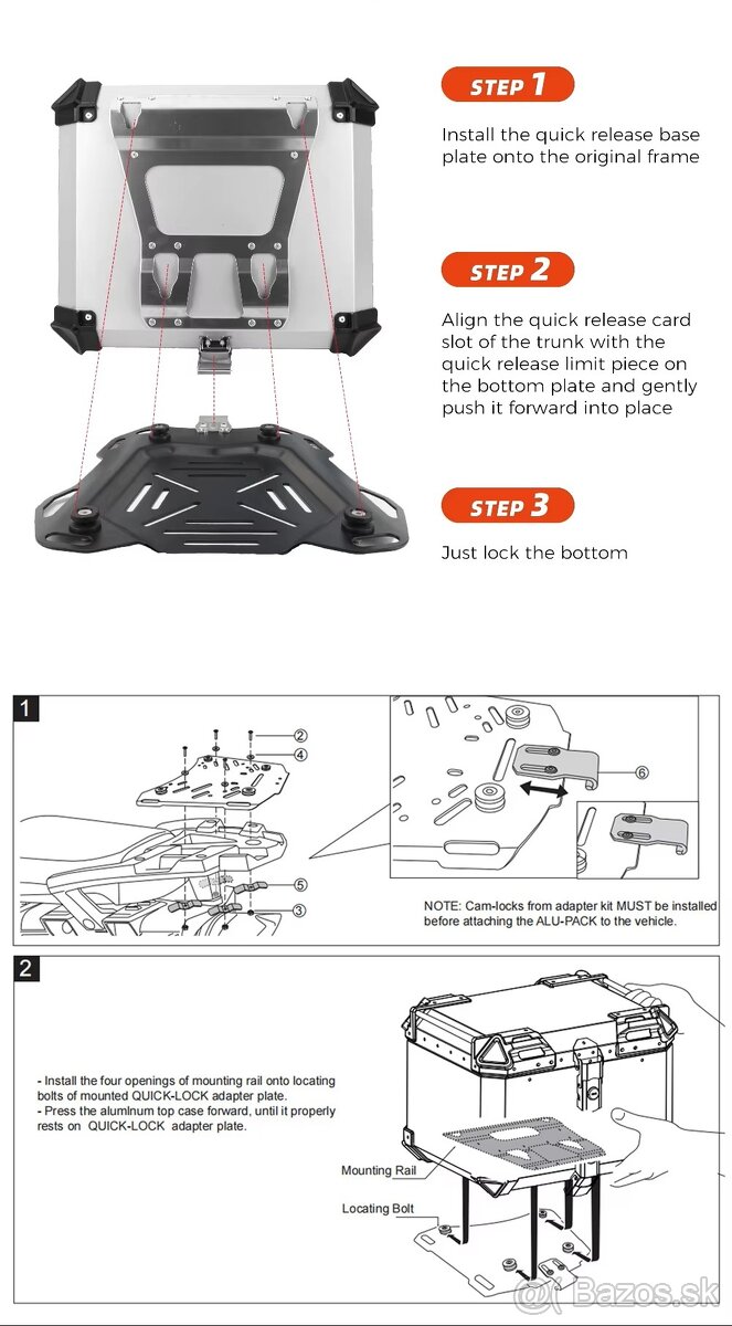 Zadní motokufr TopCase 65L hliníkový černý - 12