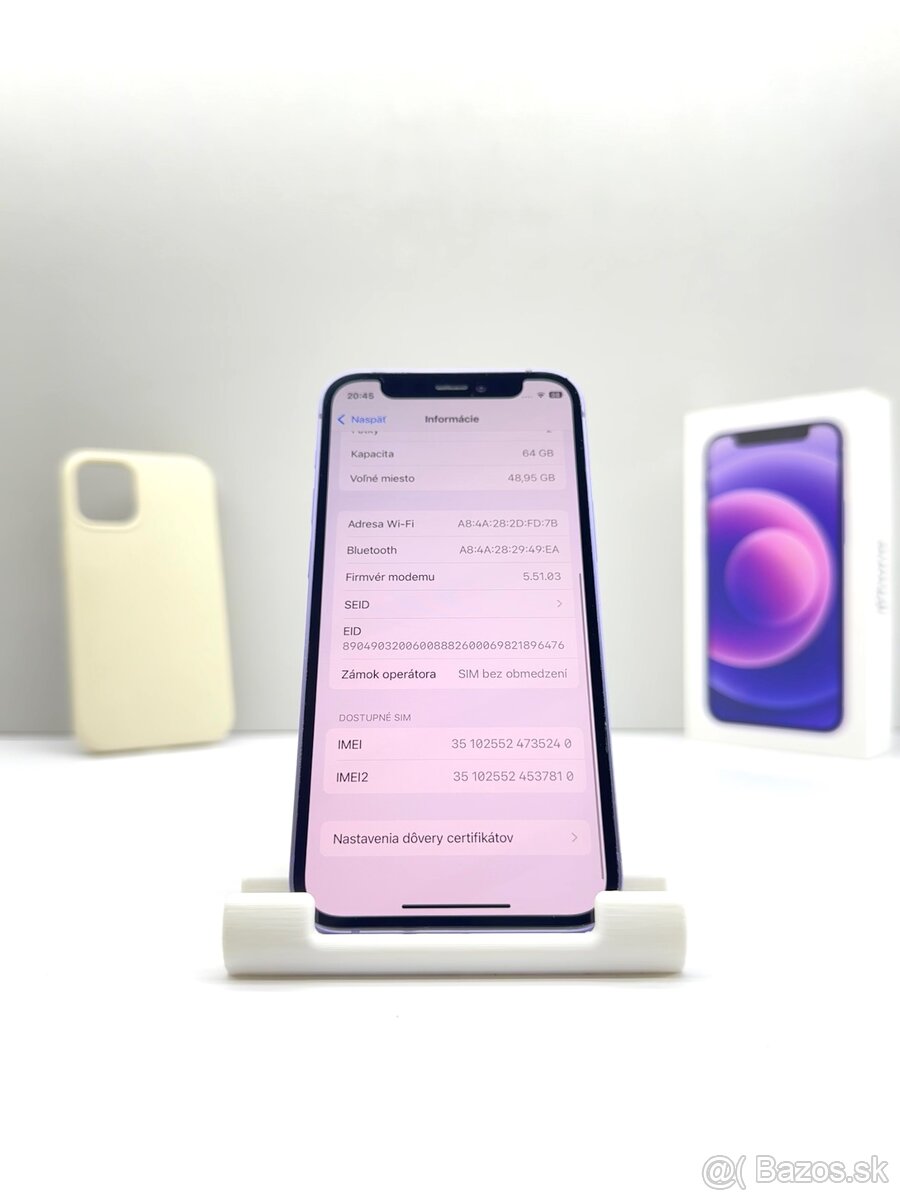 iPhone 12 MINI PURPLE 100% NOVÁ BATÉRIA - 12