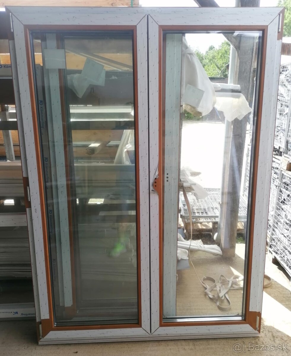 Predám plastové okno, biela, zlatý dub, sivá - 12