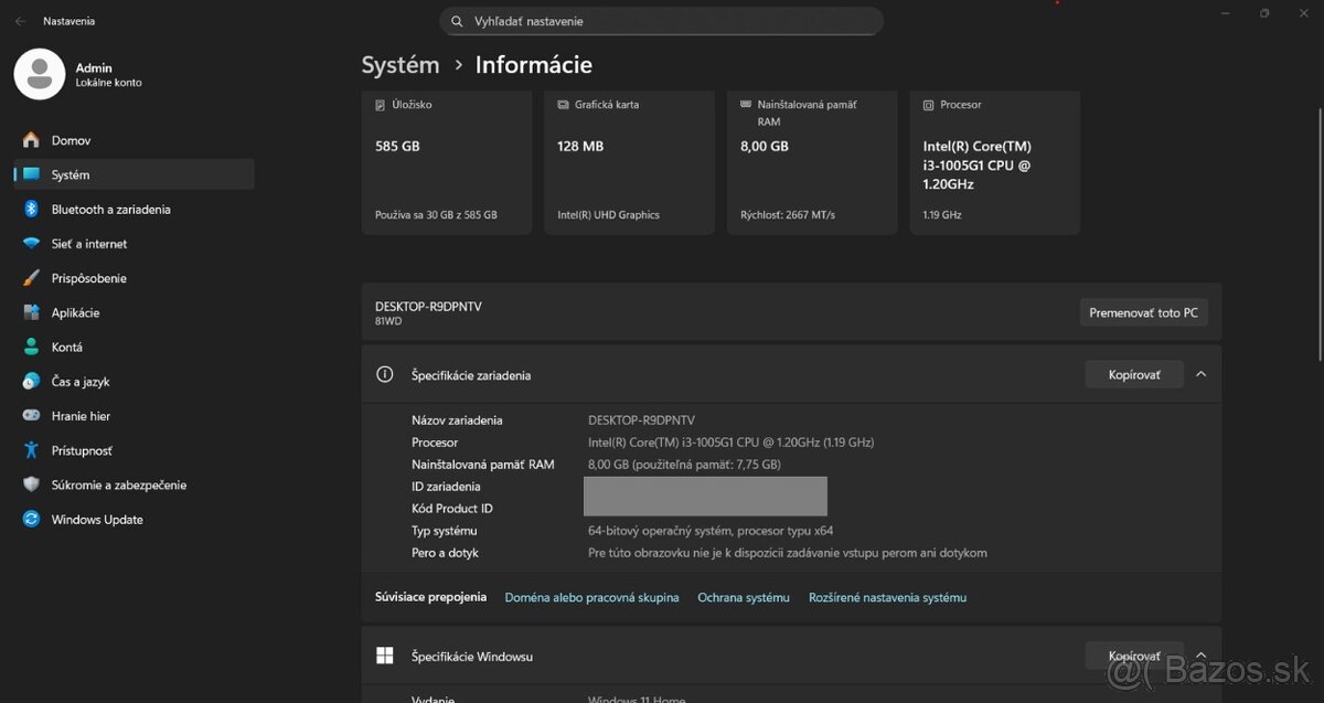 Ideapad 3 14IIL05 /Intel Core i3-1005G1/8GB RAM/FHD/SSD+HDD - 12
