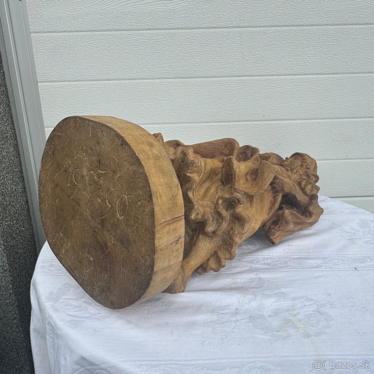 Velká socha dřevená ruční práce Samaritánka se džbánem - 12