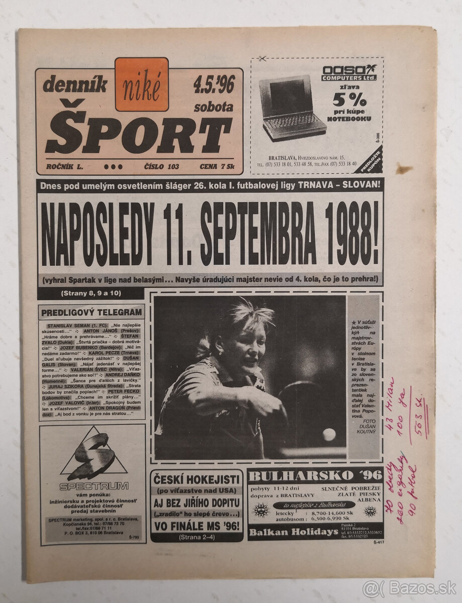 Staré noviny Denník Šport 3 - 12
