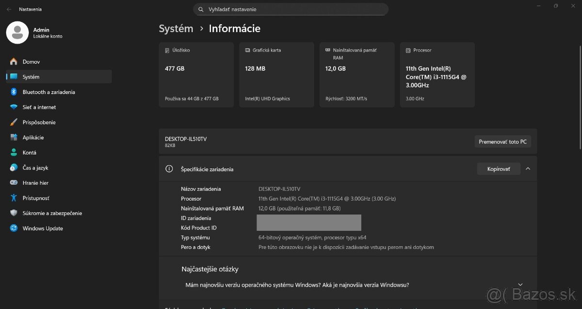 Lenovo V15 G2 /Core i3-1115G4/12GB RAM/FHD IPS/512GB SSD - 12