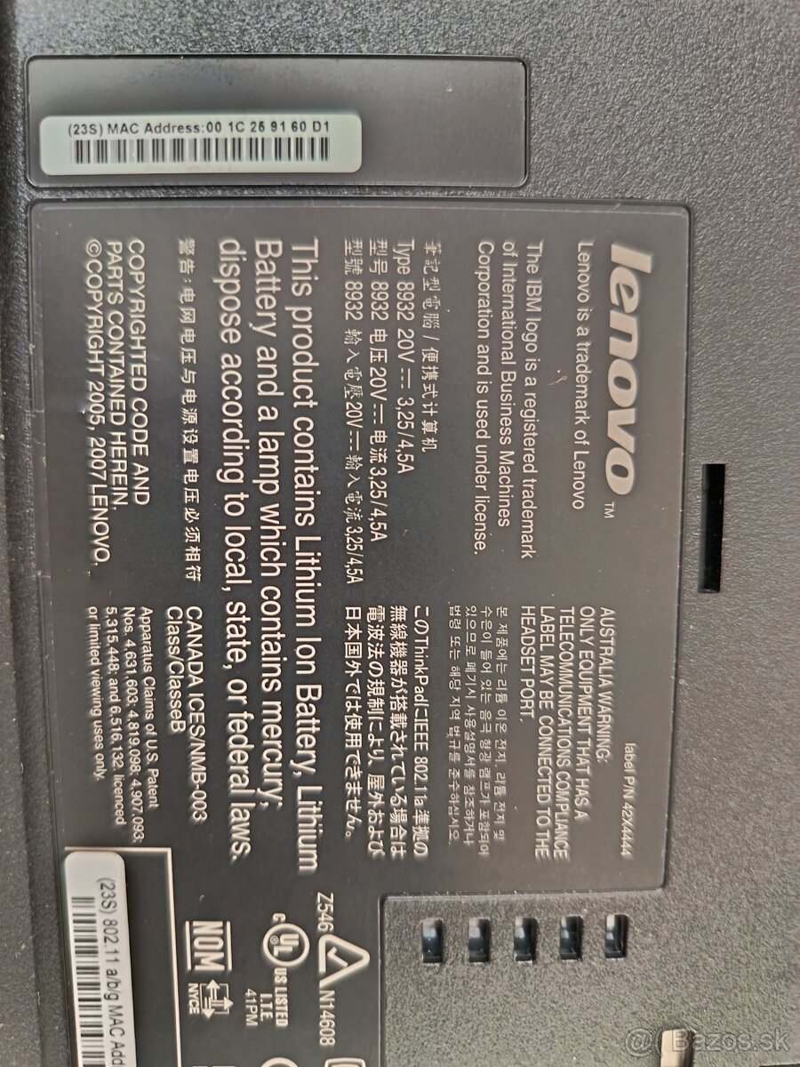 Predám notebook Lenovo Thinkpad R61i - 12