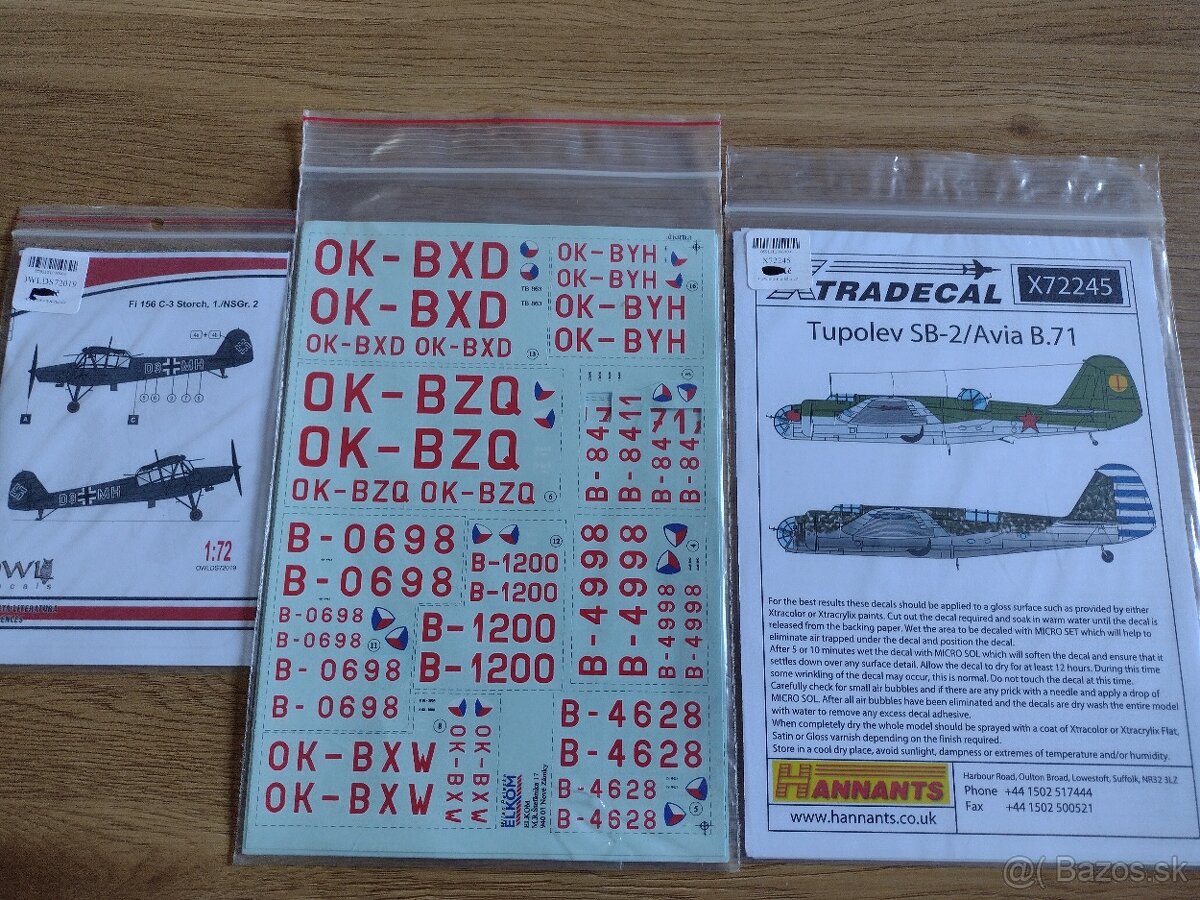 Plastikové modely 1:72 obtlačky - 12