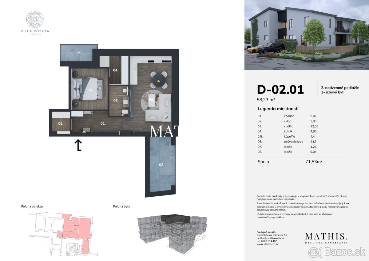 Na Predaj 2 izbový byt 2.D v Novostavbe Villa Rozeta - 12