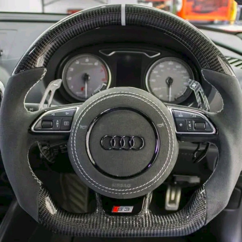 Kryt airbagu puzdro AUDI potiahnutý kožou a čiernym logom - 12