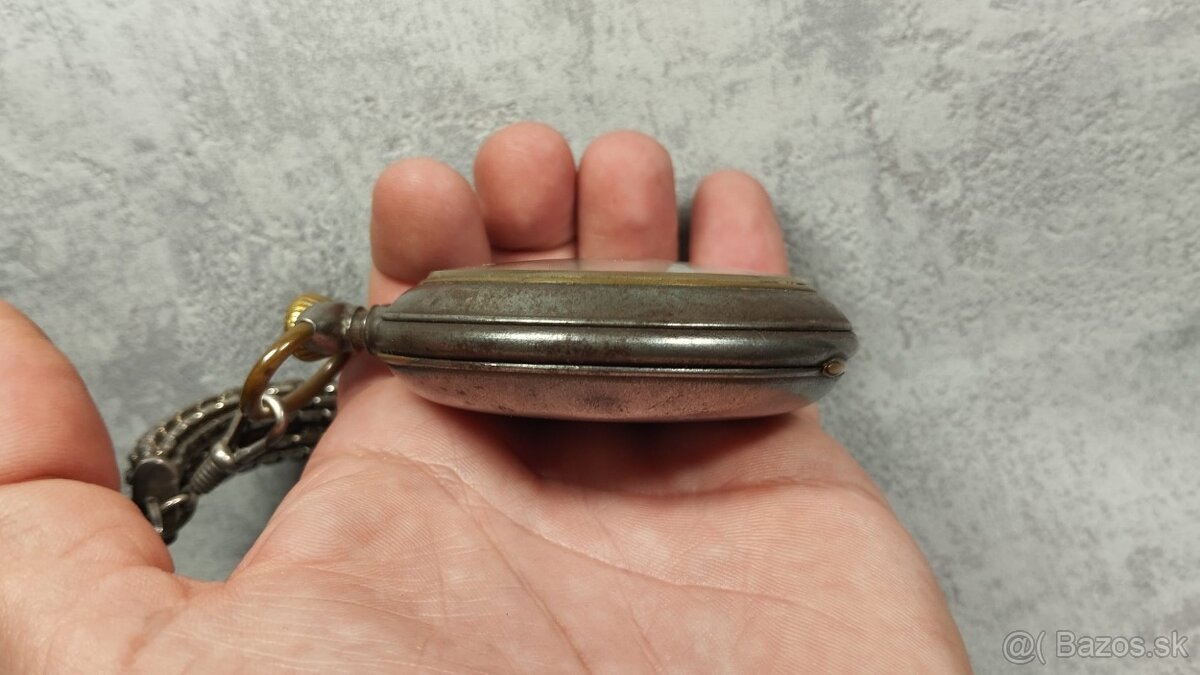 Velké dvouplášťové kapesní hodinky Régulatéur s řetezem - 12