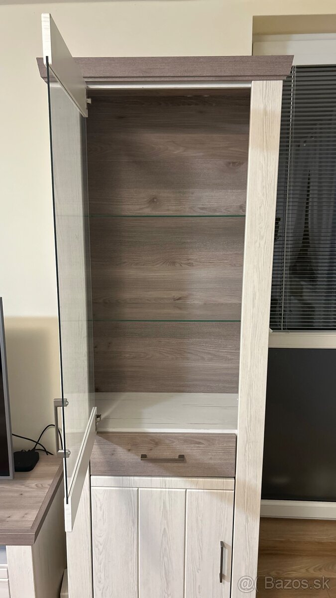 Obývacia stena Cruz, kombi, bielená pínia/šedý dub - 12