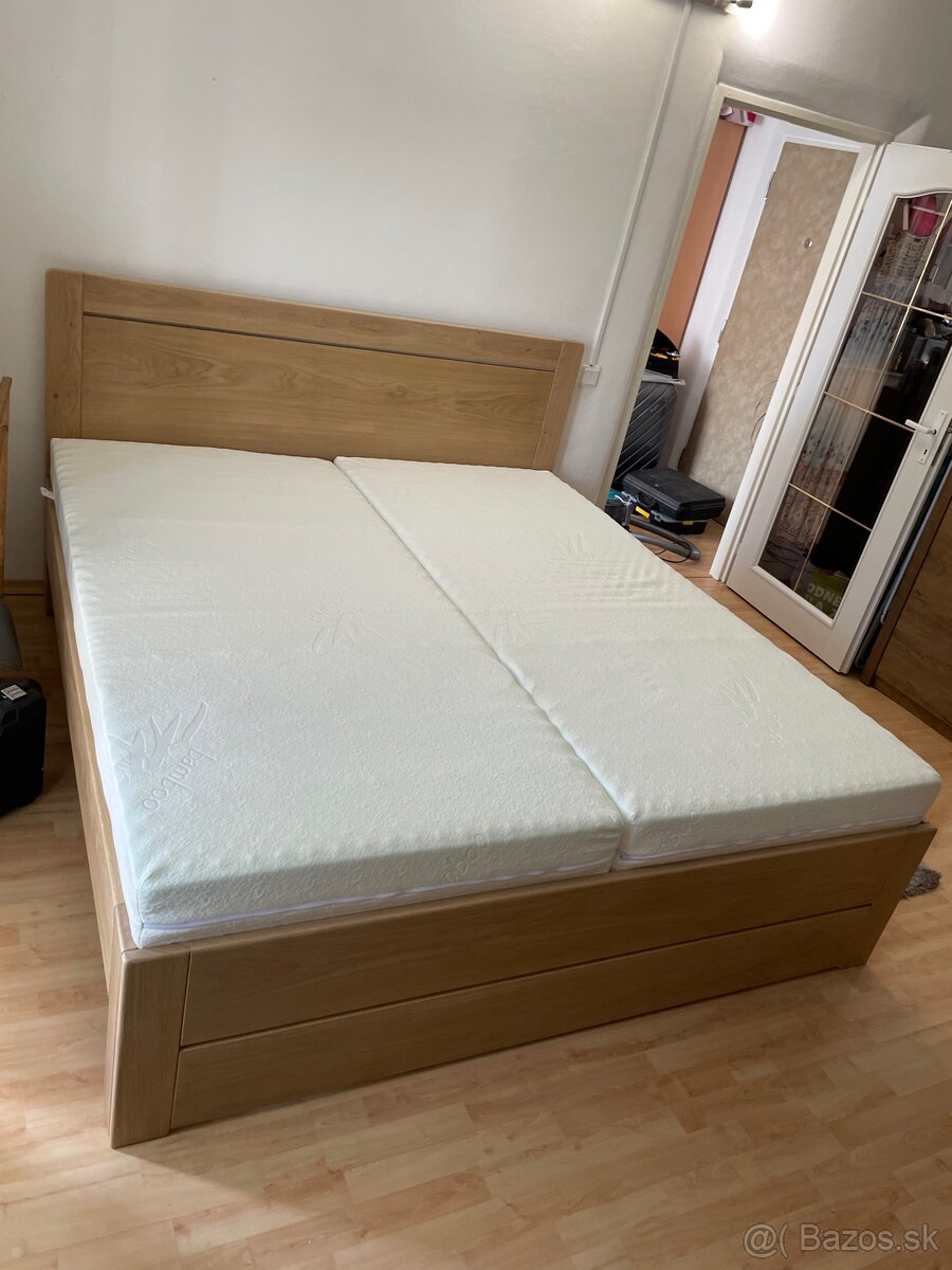Masívna dubová posteľ 180x200cm s výsuvnými boxami - 12