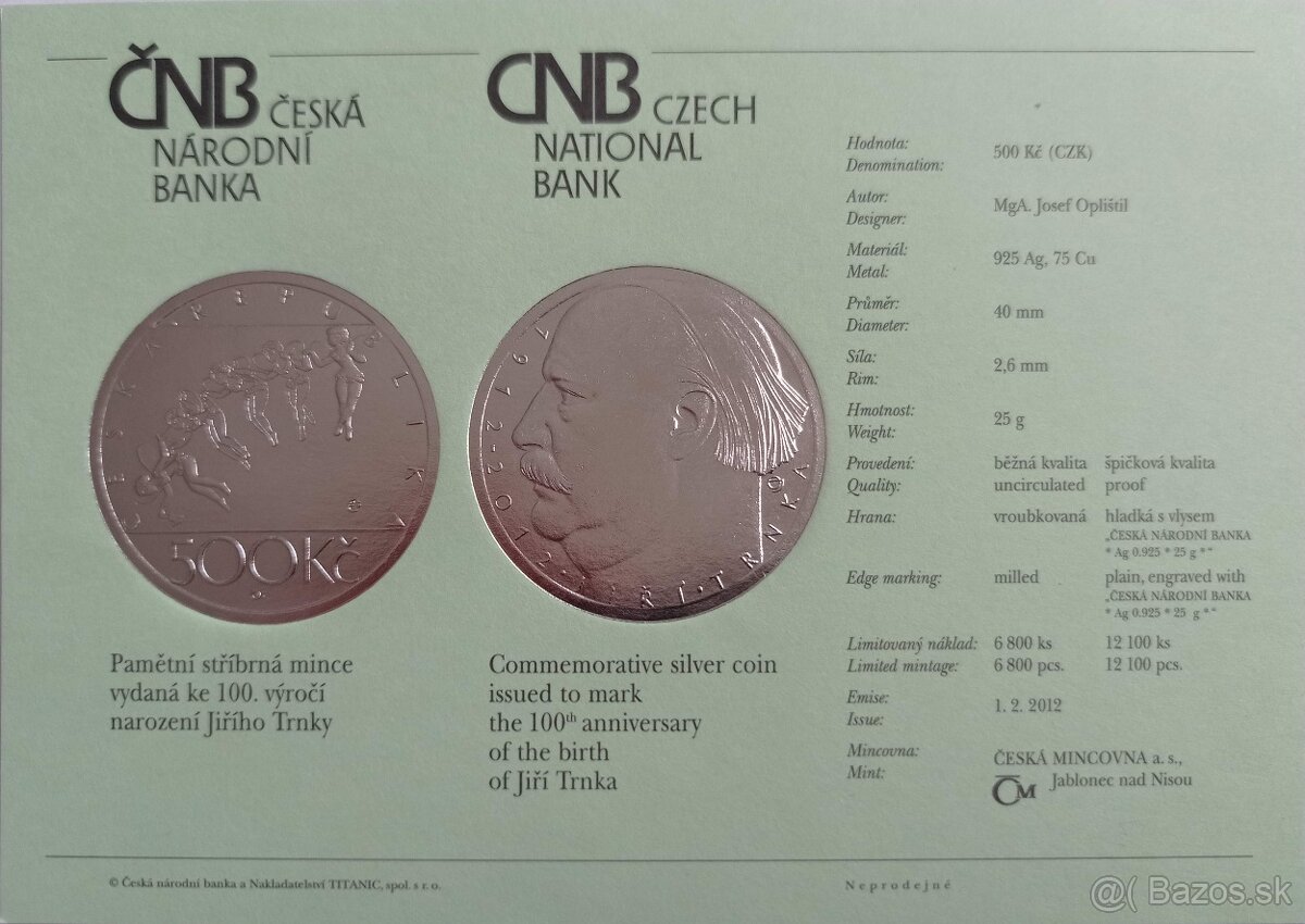 500 korún - PROOF / BK - ČNB - striebro - 12