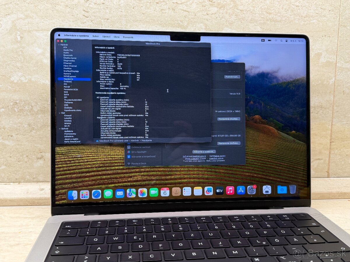 MacBook Pro 14" M3 Pro 18GB/1TB, batéria: 100%, 9 cyklov - 12