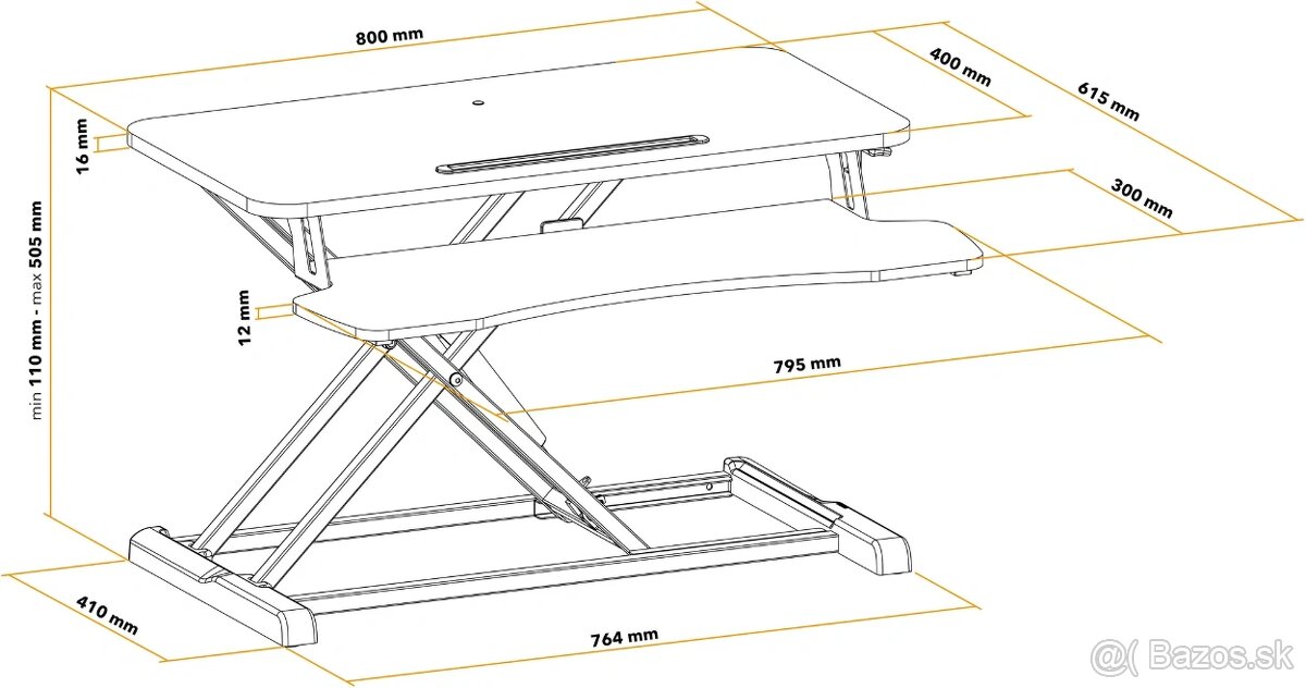 COSTWAY Sit-Stand Desk Extender - 12