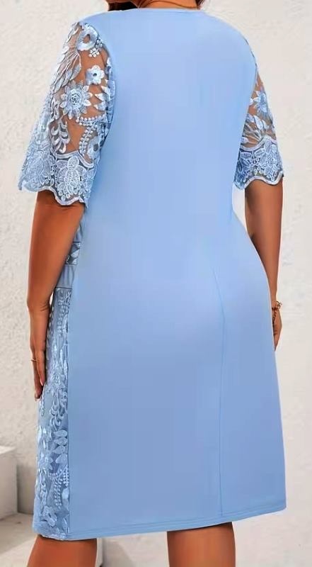 Šedo modré elastické šaty, 2XL/48 - 12