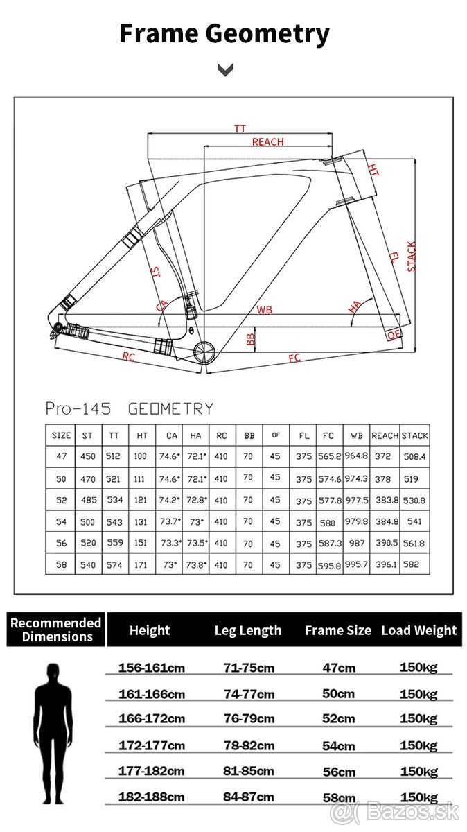 Predám full carbon BXT PRO 145 2x12, (veľ. 52/S) - 12