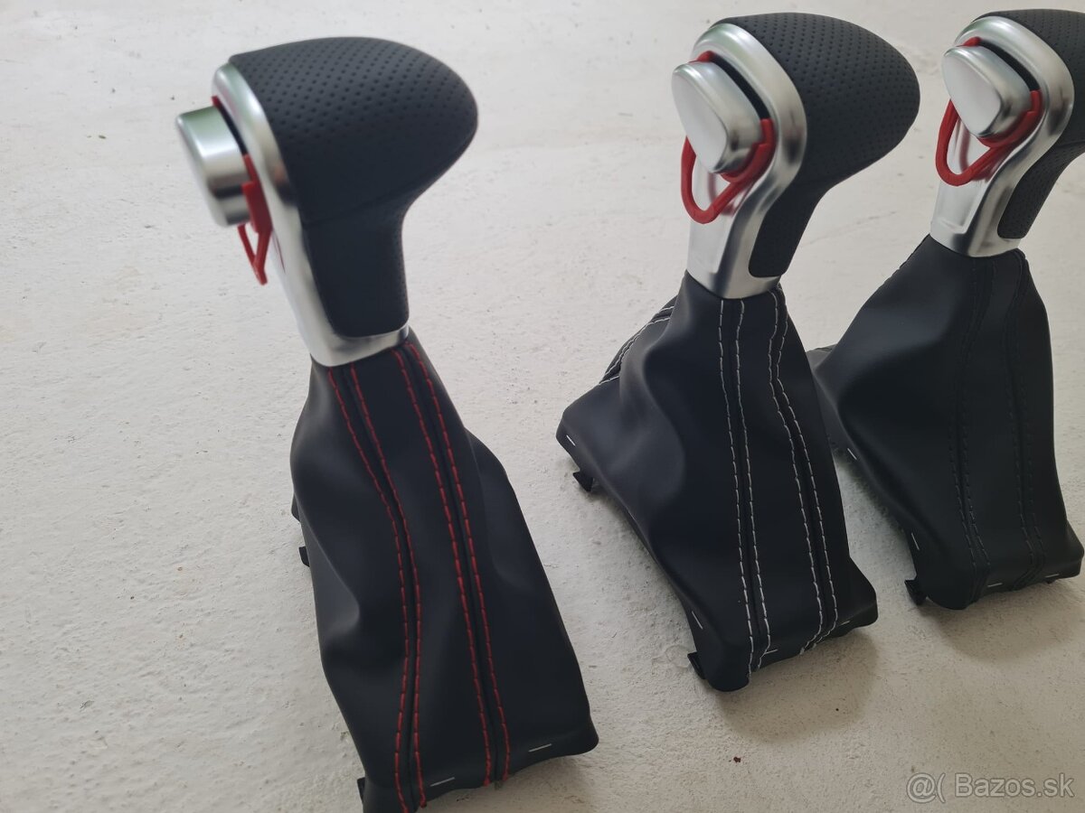 Radiaca páka pre automat AUDI / čierna biela červená nitka - 12